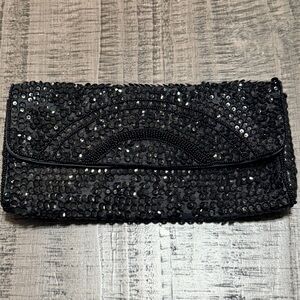 Elegant Black Sequin Evening Clutch